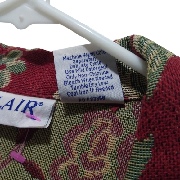 Vintage (1985) Blair Red & Green Tapestry Button Up Jacket Size S - Picture 6 of 10